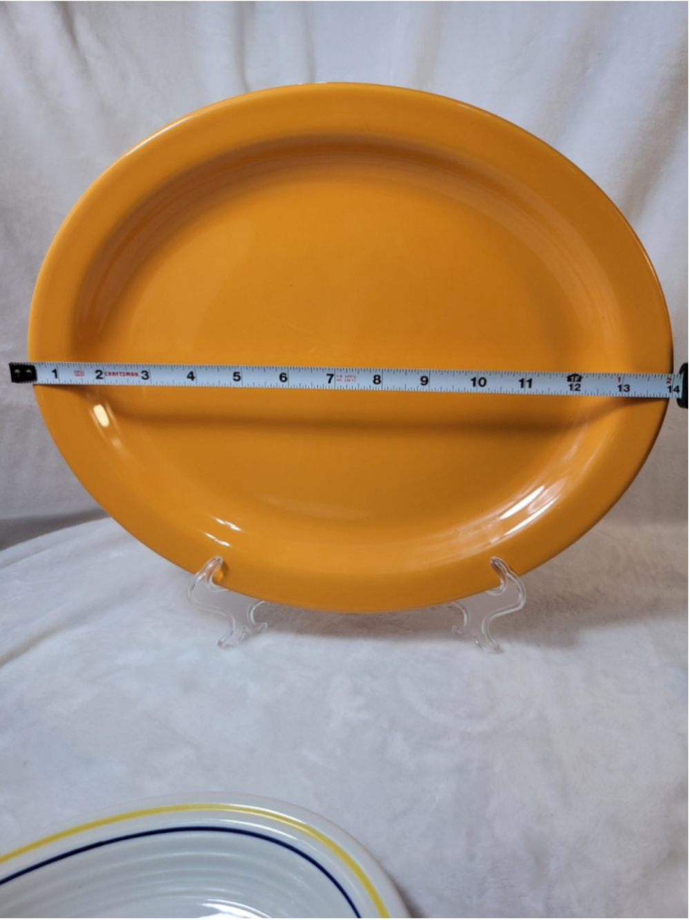 Homer Laughlin China Orange Solid Oval Platter 14 x 10 in USA Glossy Ceramic - Picture 3 of 5